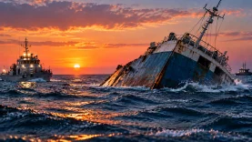 Gün Batımında Deniz Kazası kurtarma sahnesi