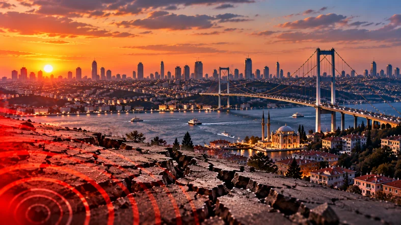 İstanbul’da Gün Batımında Deprem Manzarası