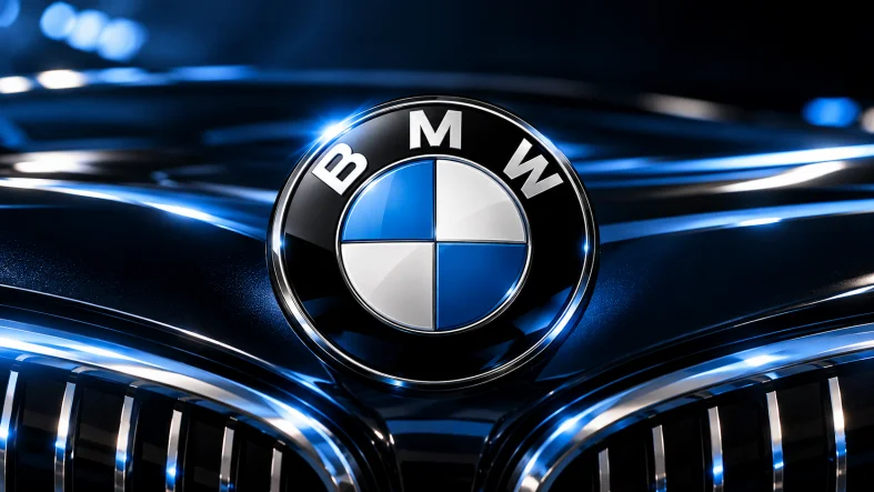 Parlak BMW Amblemi ve Mavi Yansımalar